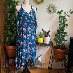 Xhilaration floral high low wrap dress